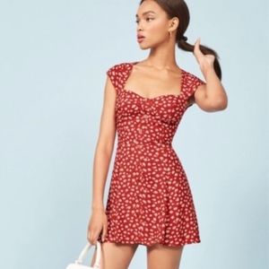 NEW Reformation Cheri Mini Dress Western Red
